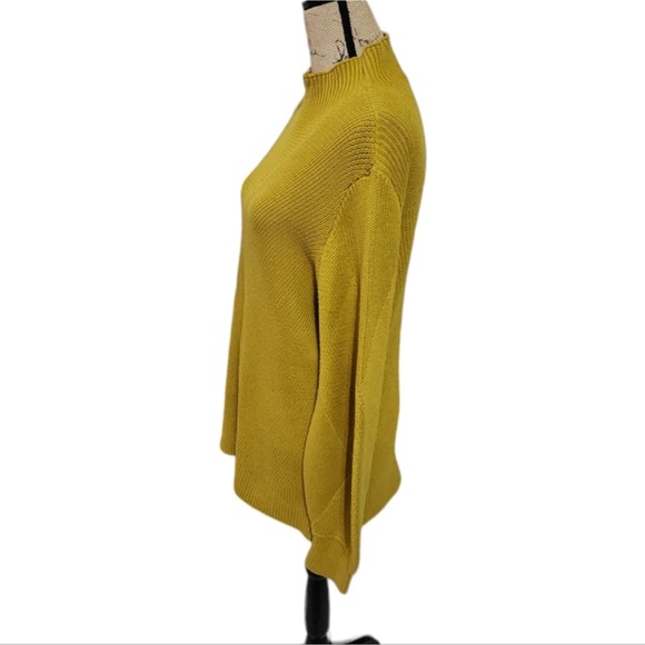 French Connection Chartreuse Lantern Sleeve Tunic oversized Sweater Size Medium - Picture 3 of 7